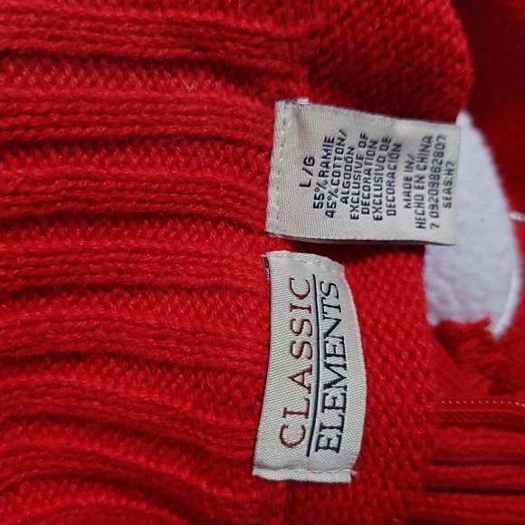 Classic Elements Red Sweater Full Zip Snowman 3D Holiday Ribbed Trim Size Large - Picture 3 of 12